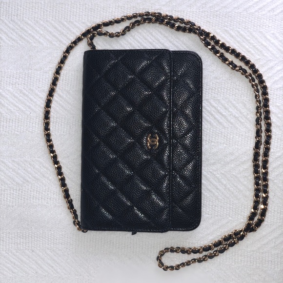 🚫SOLD🚫 CHANEL Wallet On Chain Caviar Black Gold - Picture 7 of 8